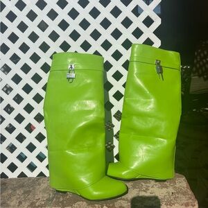 Vibrant Green Knee-High Boots